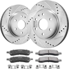 VEVOR Front Brake Kit Compatible with 2007-2017 Chevy Traverse, Buick Enclave, GMC Acadia, Saturn Outlook, Drilled and Slotted Brake Rotors Ceramic Brake Pads Replacement Kit, 12.8" Front Rotors