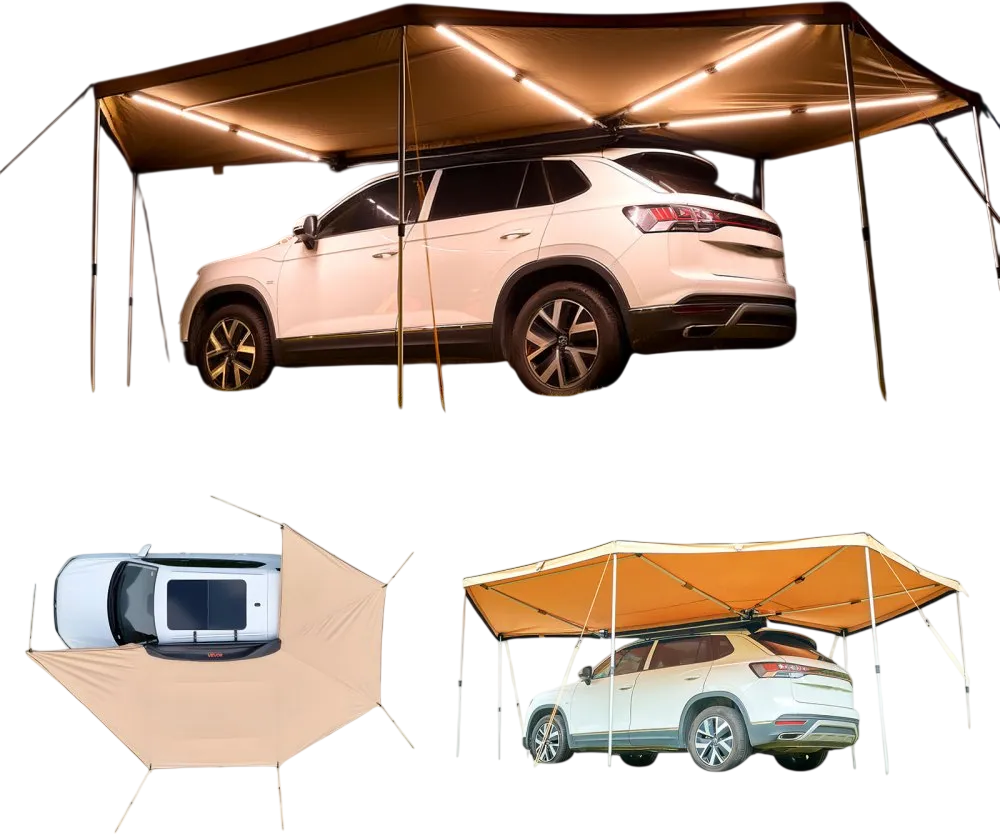 Vevor Vehicle Awning 270° Canopy 117 Sq. Ft. with Built-in LED Lights Waterproof New