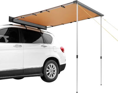 VEVOR Car Side Awning, Large 6.6' x 8.2' Shade Coverage Vehicle Awning, PU3000mm UV50+ Retractable Car Awning with Waterproof Storage Bag, Height Adjustable, Suitable for Truck, SUV, Van, Campers