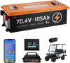 VEVOR 72V (70.4V) 105AH Lithium Golf Cart Battery, with 15A Charger, Lifepo4 Battery Kit, Built-in 200A BMS, with Bluetooth & Touch Monitor, 2C Discharge, 4000 Cycles, for Golf Carts, Trolling Motors