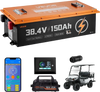 VEVOR 36V (38.4V) 150AH Lithium Golf Cart Battery, with 25A Charger, Lifepo4 Battery Kit, Built-in 250A BMS, with Bluetooth Mobile APP & Touch Monitor, 4000 Cycles, for Golf Carts, Trolling Motors