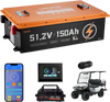VEVOR 48V (51.2V) 150AH Lithium Golf Cart Battery, with 20A Charger, Lifepo4 Battery Kit, Built-in 250A BMS, with Bluetooth & Touch Monitor, 2C Discharge, 4000 Cycles, for Golf Carts, Trolling Motors