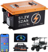 VEVOR 48V (51.2V) 52AH Lithium Golf Cart Battery, with 15A Charger, Lifepo4 Battery Kit, Built-in 100A BMS, with Bluetooth Mobile APP & Display Monitor, 4000 Cycles, for Golf Carts, Trolling Motors