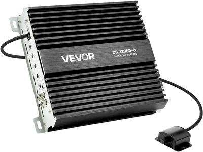 VEVOR Monoblock Car Amplifier, 1200W RMS MAX, 1/2/4 Ohm Stable, 1-Channel Class D Car Audio Amplifier with Remote Subwoofer Level Control, Low Pass Filter, Bass Boost & Phase Shift, Volume Controller
