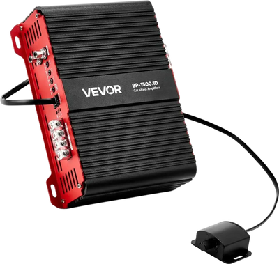 VEVOR Monoblock Car Amplifier, 1500W RMS MAX, 1/2/4 Ohm Stable, 1-Channel Class D Car Audio Amplifier with Remote Subwoofer Level Control, Low Pass Filter and Bass Boost, Volume Controller Included