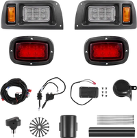 VEVOR Golf Cart Light Kit, 12 Volt, Street Legal LED Headlight and Taillight Kit with Wiring Harness, Turn Signals, Hazard Light, Switch Horn, Brake Pad, Zip Ties, ABS Housing, for Club Car DS 1993-Up