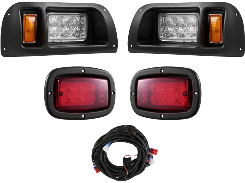 VEVOR Golf Cart Light Kit, 12 Volt, LED Headlight and Tail Light Kit with Wiring Harness, Switch, Zip Ties, ABS Housing, High-Brightness, Waterproof and Dustproof, Fit for EZGO TXT 1996-2013 Models