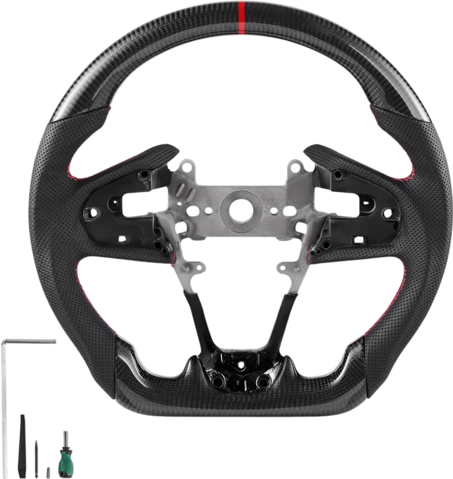 Vevor Steering Wheel Carbon Fiber D-Shaped Flat-Bottom for 2016-2021 Honda Civic Black New