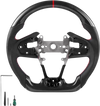 VEVOR Steering Wheel for 2016-2021 Honda Civic, Carbon Fiber Steering Wheel D-Shaped Flat-Bottom, Leather Grip with Non-Slip Texture & Precise Stitching, Accessories Replacement for Honda Civic, Black