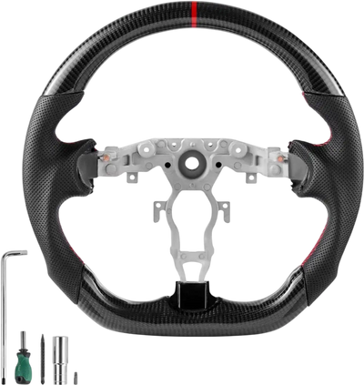 Vevor Steering Wheel Carbon Fiber D-Shaped Flat-Bottom for 2008-2020 Nissan 370Z Black New