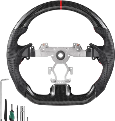 Vevor Steering Wheel Carbon Fiber D-Shaped Flat-Bottom for 2007-2013 Infiniti G37 Black New