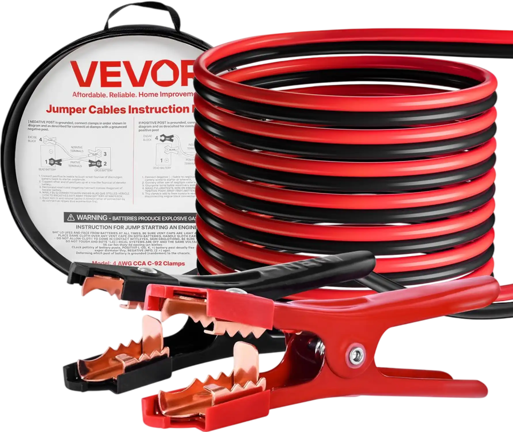 Vevor Jumper Cables Heavy Duty 20' 4 AWG Car Battery Booster Cables New