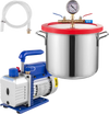VEVOR 1.5 Gallon Vacuum Degassing Chamber Kit Stainless Steel Degassing Chamber 5.7L Vacuum Chamber Kit with 2.5 CFM Vacuum Pump - Not for Wood Stabilizing
