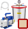 VEVOR 3 Gallon Vacuum Chamber Kit Stainless Steel Degassing Chamber 12L Vacuum Degassing Chamber Kit with 3.6 CFM 1 Stage Vacuum Pump HVAC