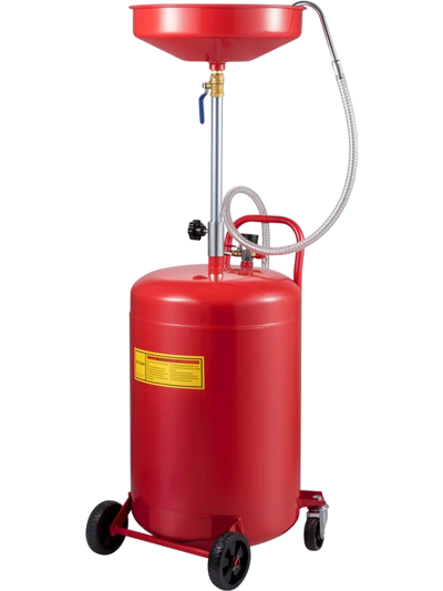 VEVOR Waste Oil Drain Tank 20 Gallon Portable Oil Drain Air Operated Drainer Oil Change, Oil Drain Container, Fluid Fuel Transfer Drainage Adjustable Funnel Height, with Wheel for Easy Oil Removal