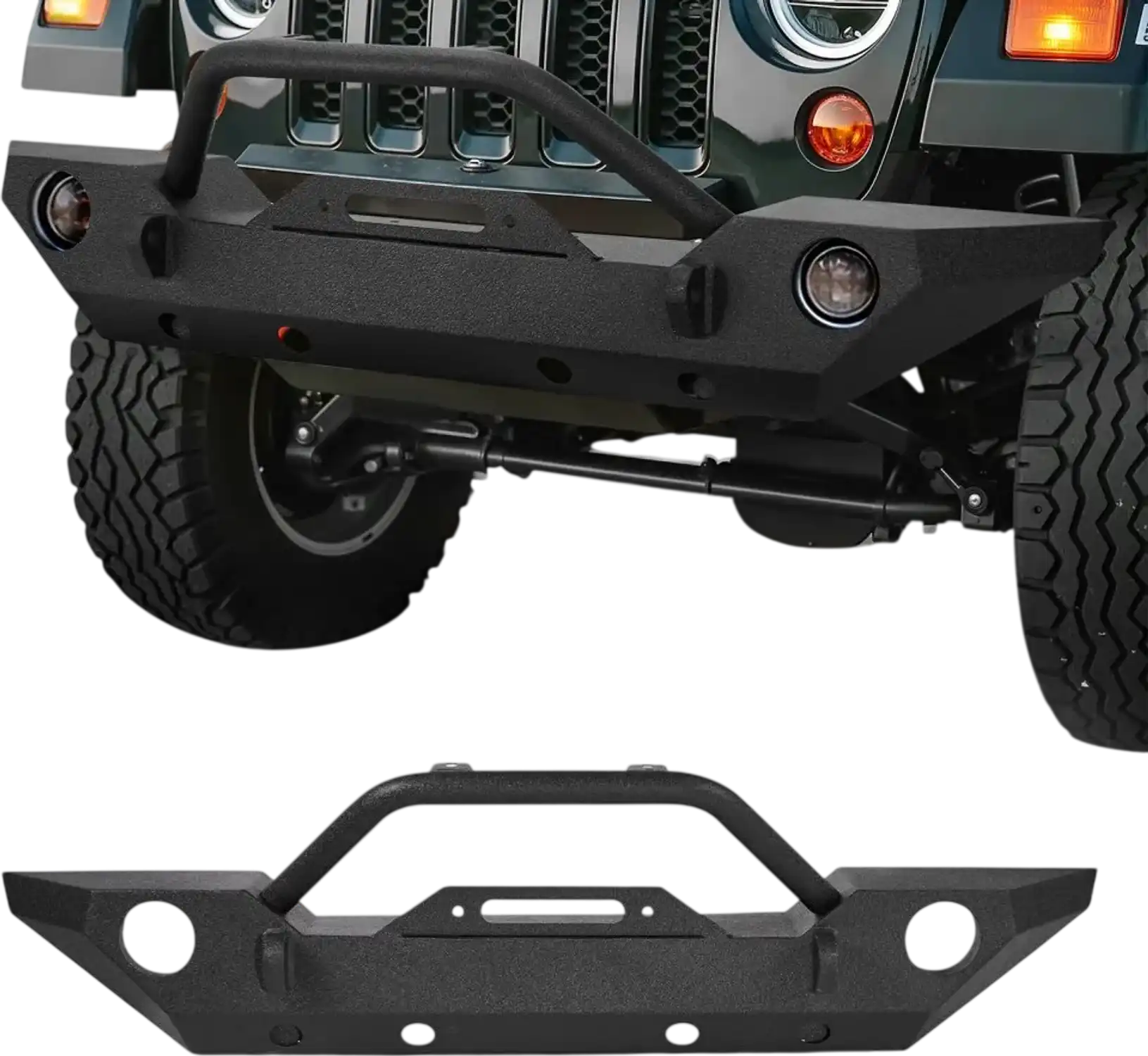 Vevor Front Bumper Jeep Wrangler JK/JKU 2007-2018 Heavy-Duty Steel with Winch Plate New