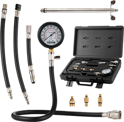 Vevor Compression Tester Adapter Kit 9-Pc Engine Cylinder Leak Down Test Gauge Set New