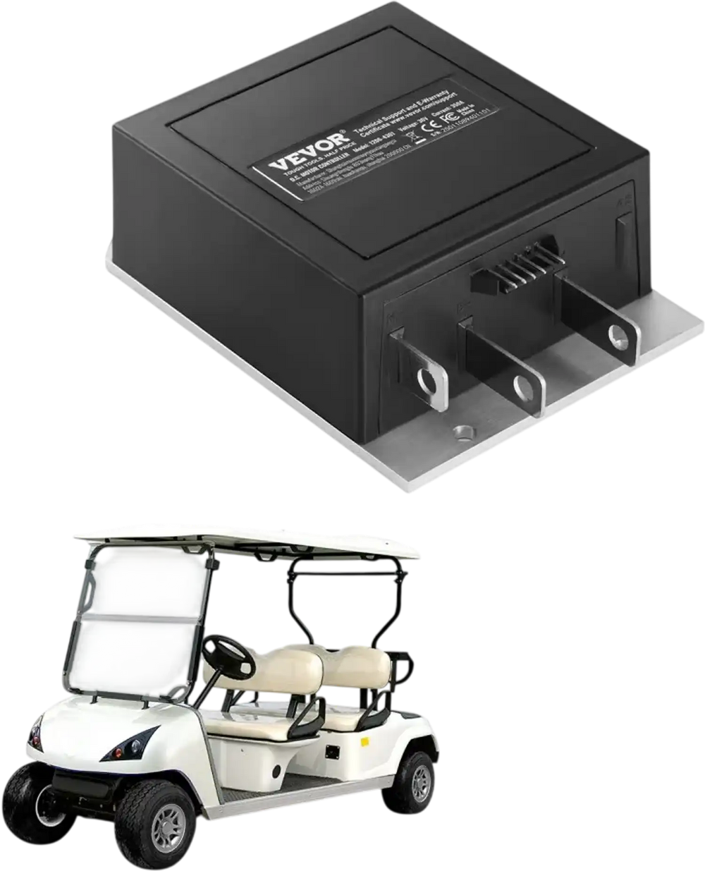 VEVOR Golf Cart Speed Controller, 36V and 350A, DC Motor Controller Replacement for 1994-2019 EZGO Golf Carts, IP65 Rated Protection, Aluminum Alloy & ABS Housing, Compatible with 1206-4301 Models