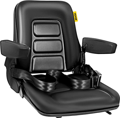 Vevor Forklift Seat Universal Fold Down Adjustable with Retractable Safety Belt and Armrests New