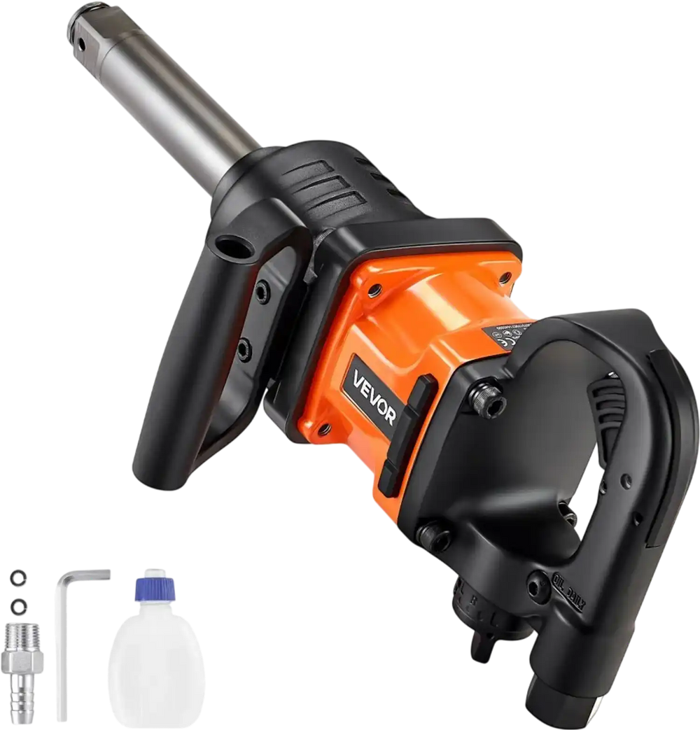 VEVOR 1 Inch Air Impact Wrench, Up to 1800 ft-lbs Nut-Busting Torque, 18.7 lbs Lightweight Pneumatic Impact Gun with 6" Extended Anvil for Heavy Duty Repairs and Maintenance