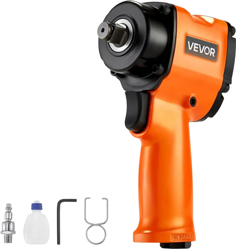 VEVOR 1/2-Inch Air Impact Wrench, Up to 738 ft-lbs Nut-busting Torque, Stubby Size & Lightweight Pneumatic Impact Gun for Auto Repairs and Maintenance