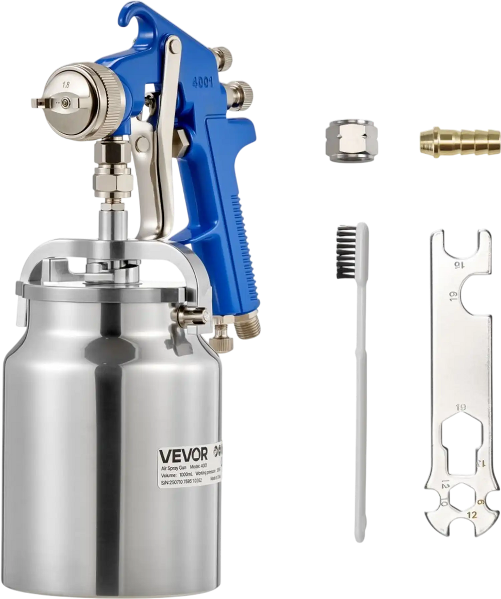 VEVOR Siphon Feed Spray Gun, High Atomization Air Paint Spray Gun, 1000cc Automotive Paint Sprayer with 1.8 mm Nozzle, Adjustable Flow Rate & Air Volume for Car, Furniture, Wall, House Painting