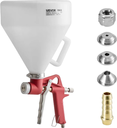 VEVOR Air Texture Spray Gun, 1.45 Gallon Air Hopper Spray Gun, Professional Drywall Texture Painting Sprayer with 3 Nozzles (3.5mm, 6mm, 8mm) for Popcorn, Knockdown, Orange Peel Textures
