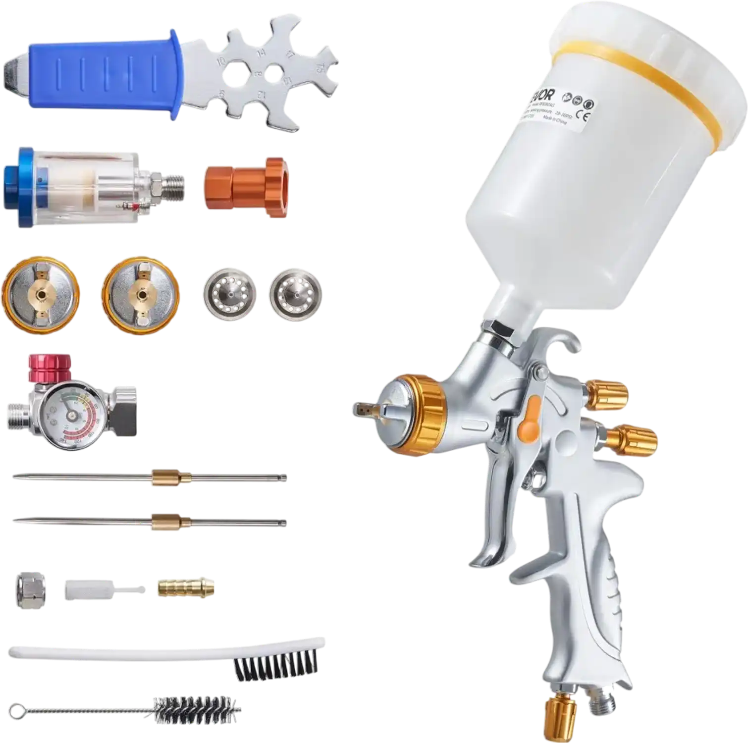 Vevor HVLP Spray Gun Gravity Feed Paint Sprayer with 3 Nozzles 600 ml New