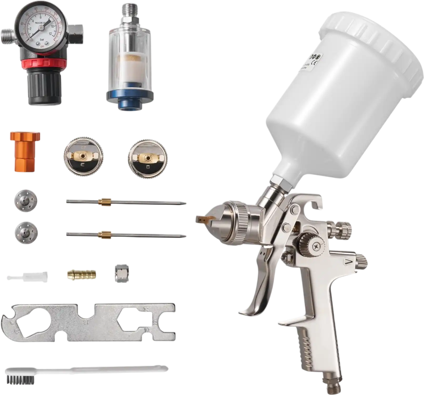 Vevor LVLP Spray Gun Gravity Feed Paint Sprayer 600 ml 3 Nozzles New