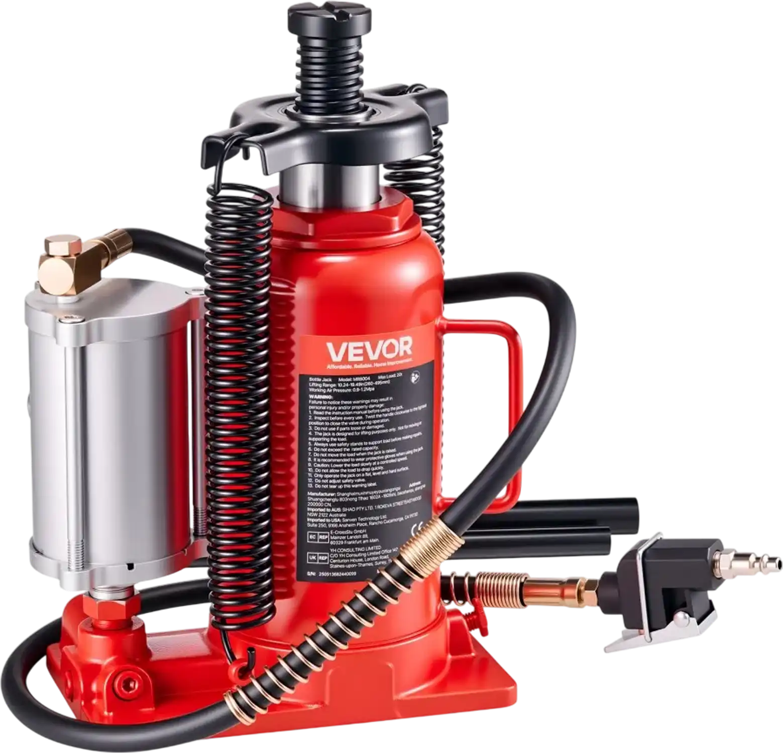 Vevor Bottle Jack 20 Ton Air Hydraulic High Lift 10.2-19.5