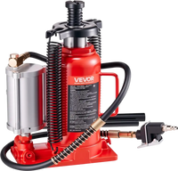 VEVOR Air Hydraulic Bottle Jack, 20 Ton (44092 lbs) Capacity, 10.2-19.5 Inch Lifting Range, Pneumatic/Manual Heavy Duty Welded Bottle Jack with Pump for Car, SUV, Pickup, Truck, RV, Auto Repair, Red