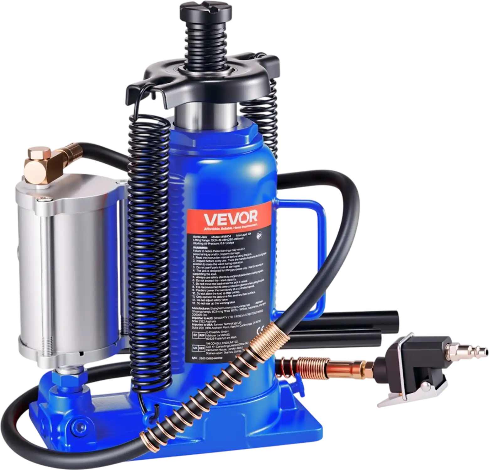 Vevor Bottle Jack 20 Ton Air Hydraulic High Lift New