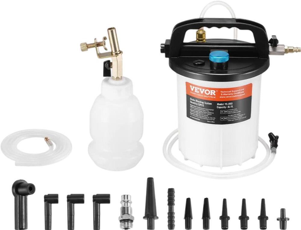 VEVOR Brake Bleeder Kit, 3L Brake Fluid Extractor with 1L Siphon Refilling Bottle & 13 Hose Connectors, Complete Brake Fluid Bleeder Kit with Extended Silicone Hose & Handle, Fit for Most Vehicles