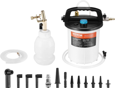VEVOR Brake Bleeder Kit, 3L Brake Fluid Extractor with 1L Siphon Refilling Bottle & 13 Hose Connectors, Complete Brake Fluid Bleeder Kit with Extended Silicone Hose & Handle, Fit for Most Vehicles