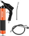 VEVOR Grease Gun, Continuous Cycle Heavy Duty 6000 PSI High Pressure, Pistol Grip Grease Gun Kit with 14 oz Capacity, Includes 18-Inch Flex Hose, 1 Extension Rigid Pipe, 2 Flat Nozzles for Automotive