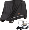 VEVOR 2+2 Passenger Golf Cart Cover, 600D Polyester Full Cover, Suitable for 2+2 Golf Carts, Waterproof, Sunproof, and Dustproof Outdoor Golf Cart Cover with Three Zipper Doors, Black