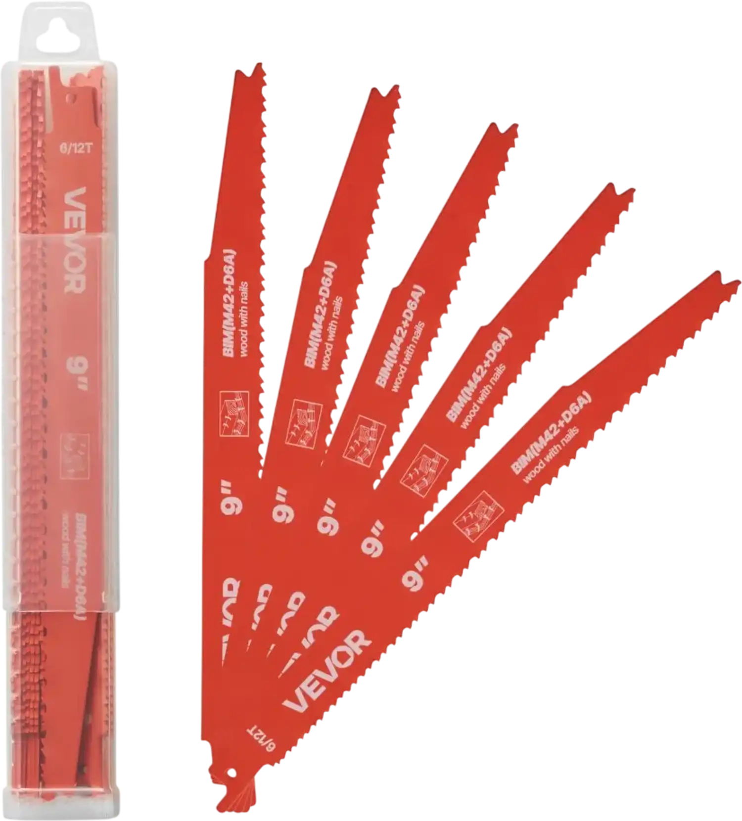 Vevor Reciprocating Saw Blades 25-Pack Bi-Metal 6-12 TPI for Nail-Embedded Wood New