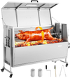 VEVOR Rotisserie Grill 38W BBQ Outdoor Pig & Lamb Spit Roaster, Charcoal Spit Roaster with 132 LBS Capacity, Wheels & 4-Level Height, Stainless Steel Electric Rotisserie Grill Kit for Camping Outdoor