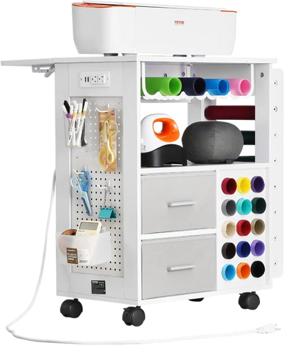 Vevor Craft Cart Rolling Storage Table with Drawers White New