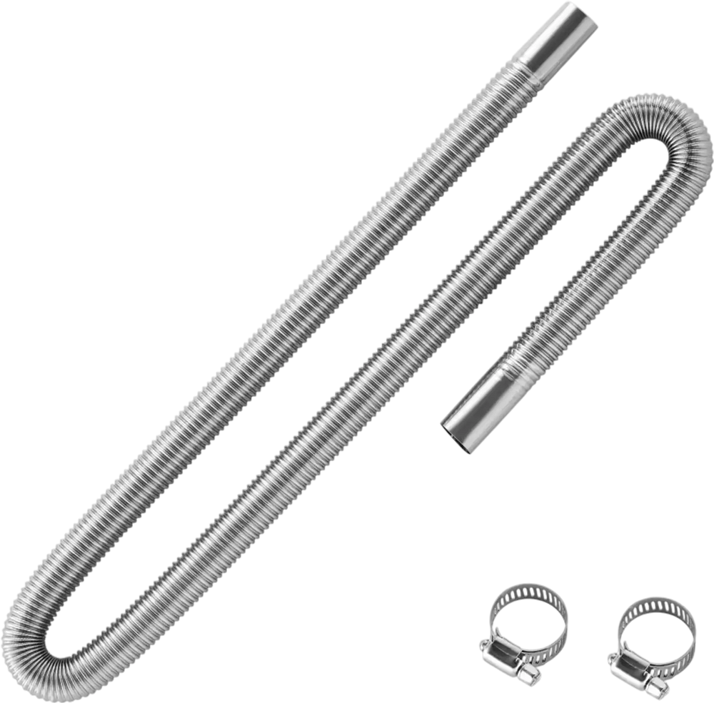 VEVOR Exhaust Hose, 47.2 inch Diesel Heater Flexible Exhaust Pipe, Stainless Steel Exhausts Hose with 2 Hose Clamps, Exhausts Hoses Kit Diesel Heater Accessories for 2KW 5KW 8KW Diesels Heaters