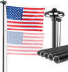VEVOR Flag Pole, 20ft Heavy Duty Sectional Flagpole Kit with 136 LED Solar Light for Outside House In Ground, Outdoor Aluminum Flagpole with 3x5 American Flag for Yard, Residential, Commercial, Black