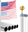 VEVOR Flag Pole, 20ft Heavy Duty Sectional Flagpole Kit for Outside House In Ground, Extra Thick Outdoor Aluminum Flagpole Kit with 3x5 American Flag for Yard, Residential or Commercial Use, Silver