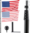VEVOR Flag Pole, 20ft Heavy Duty Telescopic Flagpole Kit with Mounting Base for Vehicles, Extra Thick Outdoor Aluminum Flagpole Kit with 3x5 American Flag for Sedans, Pickups, RVs, Food Trucks, Black