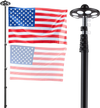 VEVOR Flag Pole, 25ft Heavy Duty Telescopic Flagpole Kit with 136 LED Solar Light for Outside House In Ground, Outdoor Aluminum Flagpole with 3x5 American Flag for Yard, Residential, Commercial, Black