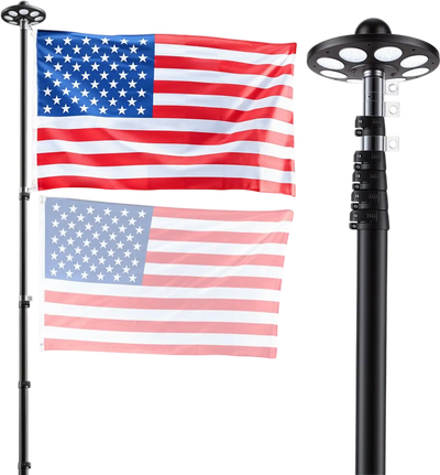 Vevor Flagpole 25' Heavy Duty Telescopic Kit with Solar Light and 3' x 5' American Flag New