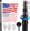 VEVOR 25FT Telescoping Flag pole Kit, Heavy Duty Aluminum Alloy in Ground Flag Poles for Outside, 3 Display Modes Flagpole with 3x5 American Flag, Professional Accessories, Black