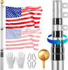 VEVOR 30FT Telescoping Flag pole Kit, Heavy Duty Aluminum Alloy in Ground Flag Poles for Outside, 3 Display Modes Flagpole with 3x5 American Flag, Professional Accessories, Silver