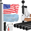 VEVOR 20FT Sectional Flag pole Kit, Heavy Duty Aluminum Alloy in Ground Flag poles for Outside, 3 Display Modes Flagpole with 3x5 American Flag, Professional Accessories, Black