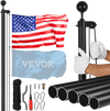 VEVOR 25FT Sectional Flag pole Kit, Heavy Duty Aluminum Alloy in Ground Flag poles for Outside, 3 Display Modes Flagpole with 3x5 American Flag, Professional Accessories, Black