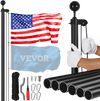 VEVOR 30FT Sectional Flag pole Kit, Heavy Duty Aluminum Alloy in Ground Flag poles for Outside, 3 Display Modes Flagpole with 3x5 American Flag, Professional Accessories, Black